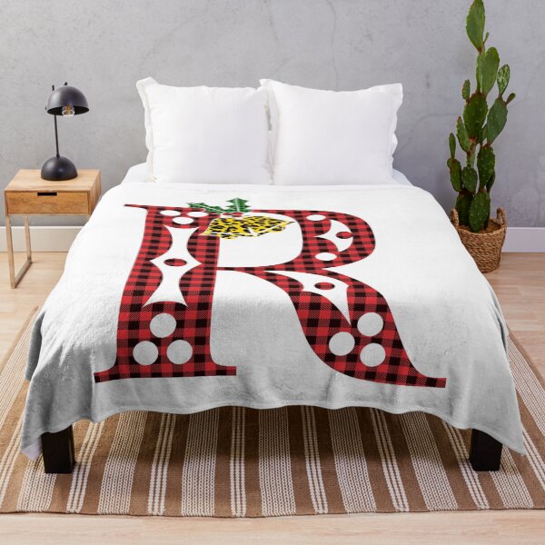 Item preview, Alphabet Letter R, Leopard Buffalo Plaid Christmas Design designed and sold by MonogramHQ.