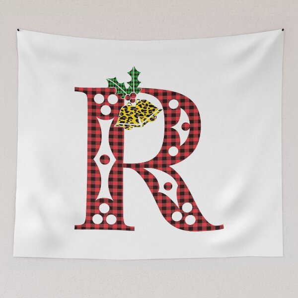 Item preview, Alphabet Letter R, Leopard Buffalo Plaid Christmas Design designed and sold by MonogramHQ.