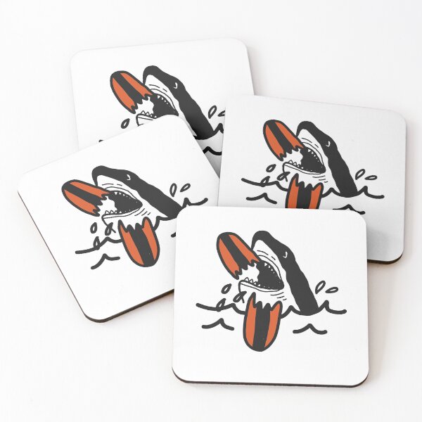 Item preview, REtro surf surfing sharks shark breaking surfboards  designed and sold by Tropical Blood.