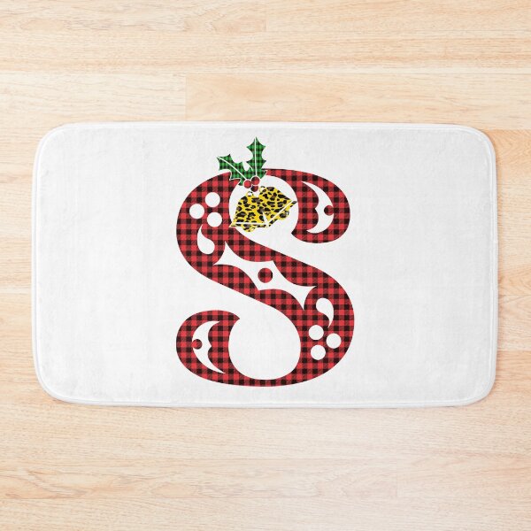 Item preview, Alphabet Letter S, Leopard Buffalo Plaid Christmas Design designed and sold by MonogramHQ.