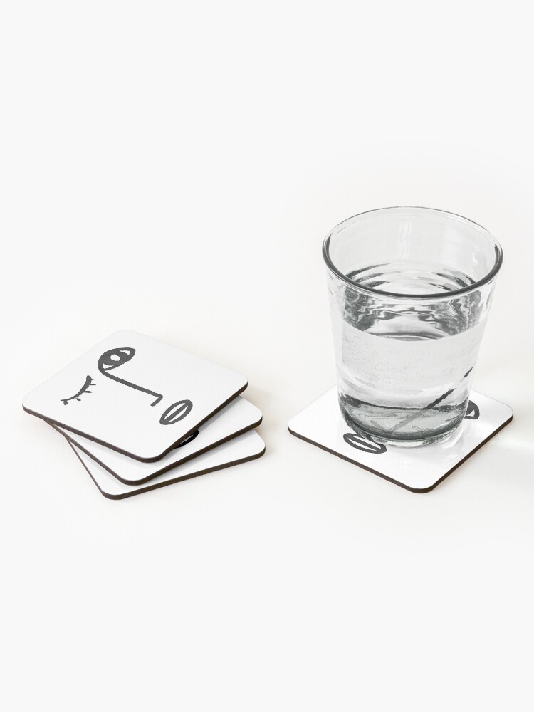 Abstract Face White Coasters - Set of 4