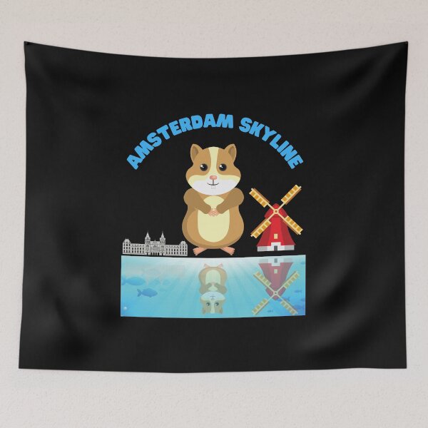 Item preview, Hamster, Amsterdam, animal, skyline, city, europe, netherlands, holland, urban, amsterdam skyline, architecture, travel, cityscape, houses, amsterdam art, designed and sold by bimmer325.