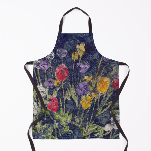 Item preview, Colorful Red White Purple Yellow Tulips in Watercolor Batik designed and sold by The Elderberry Blossom.