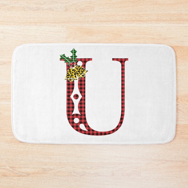 Item preview, Alphabet Letter U, Leopard Buffalo Plaid Christmas Design designed and sold by MonogramHQ.