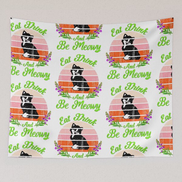 Item preview, Eat Drink And Be Meowy Funny  cat T-Shirt Quotes, Novelty Mom cat Gift, Gift Idea for Anniversary, Wedding, Mother's Day, Father's Day, Graduation, Thanksgiving, Christmas & New Year's day. designed and sold by KHRO.