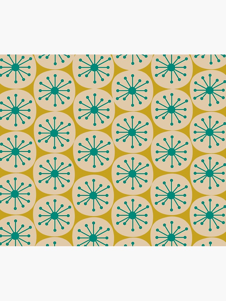 Atomic Retro Dots - Midcentury Modern Pattern in Mid Mod Turquoise Teal, Beige, and Mustard by kierkegaard