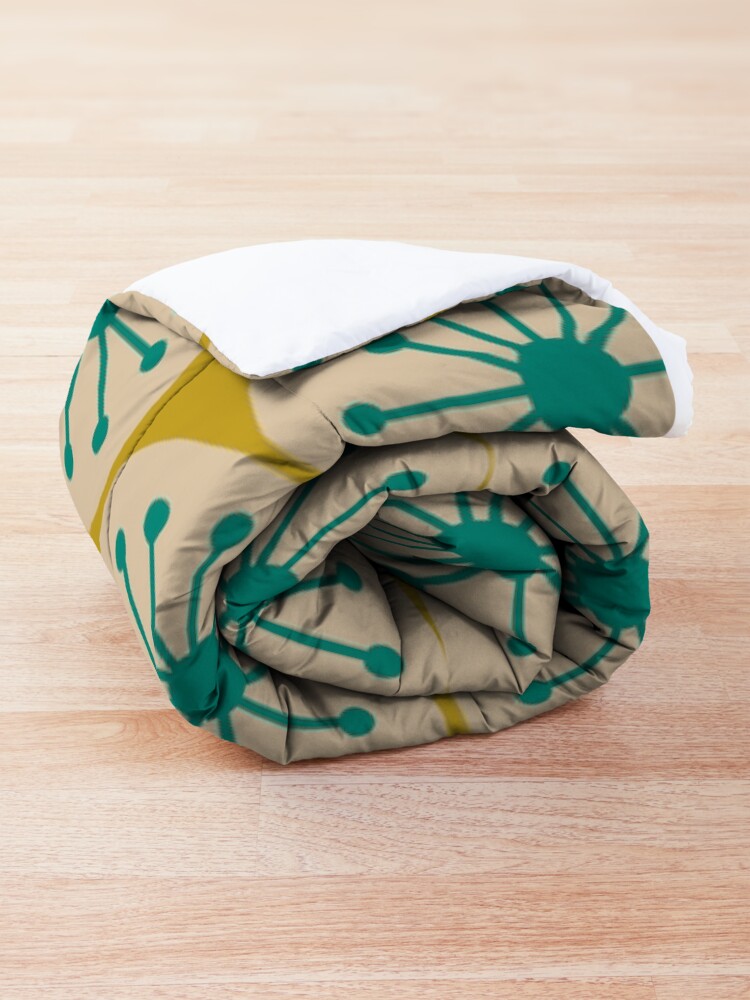 Alternate view of Atomic Retro Dots - Midcentury Modern Pattern in Mid Mod Turquoise Teal, Beige, and Mustard Comforter