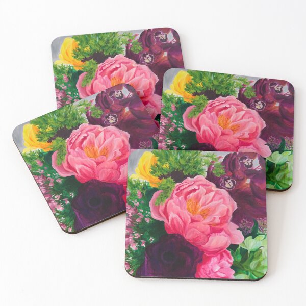 Item preview, Bold Floral peony and orchid in pink, purple and green  designed and sold by Amysgrandpacat.