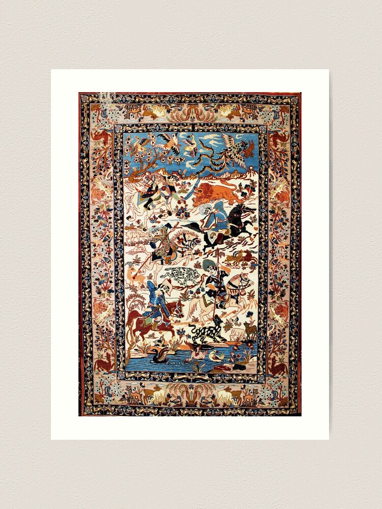 Isfahan Antique Central Persian Carpet Print Yoga Mat by Vicky