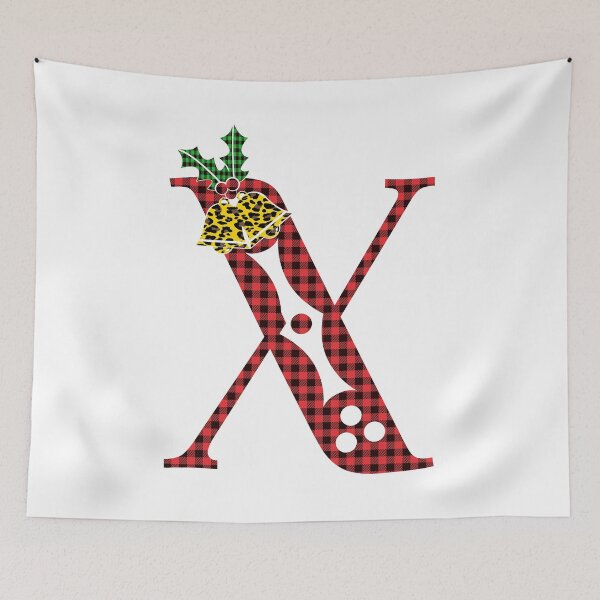 Item preview, Alphabet Letter X, Leopard Buffalo Plaid Christmas Design designed and sold by MonogramHQ.