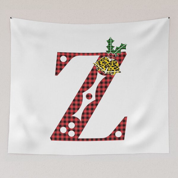 Item preview, Alphabet Letter Z, Leopard Buffalo Plaid Christmas Design designed and sold by MonogramHQ.