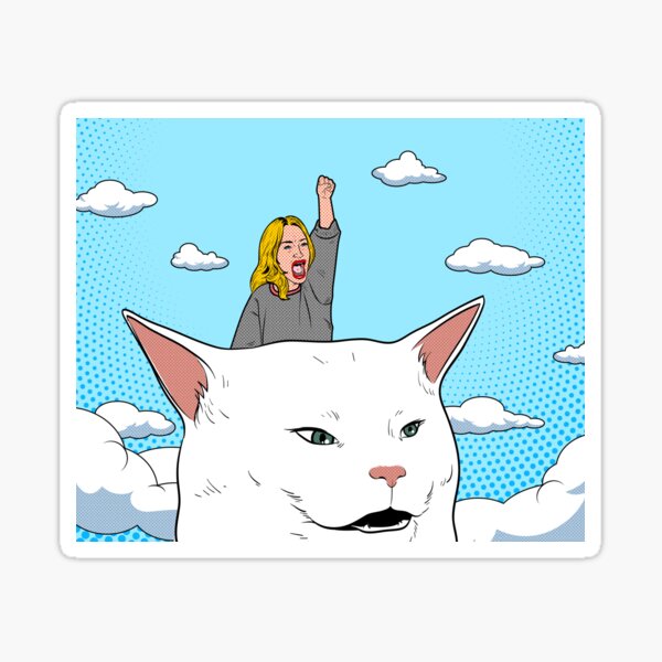 Salad Cat meme 3 Sticker, Smudge the Cat, Woman Yelling at Cat