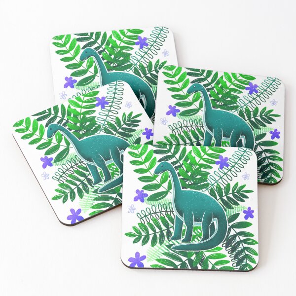 Item preview, Dinosaur & Leaves - Green and Indigo designed and sold by monitdesign.