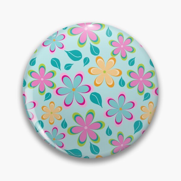 Item preview, Colorful Funky Flowers Floral Pattern | Pink, Blue, Yellow designed and sold by Lavender Mint Graphics.