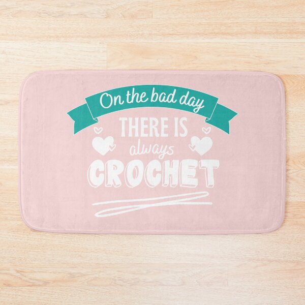 Item preview, On the bad day there is always crochet with bold black and white font, hearts, arrows  and pink background. designed and sold by milkasweet.