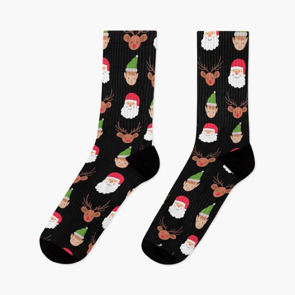 Item preview, Santa Claus, Rudolph and a Elf Pattern (Black Background) designed and sold by urbnbodga.