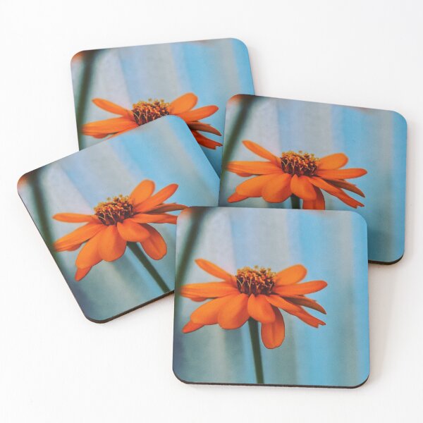 Item preview, Orange Daisy, Blue Background designed and sold by DonnaMariePhoto.