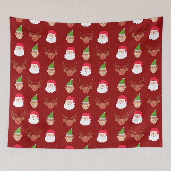 Item preview, Santa Claus, Rudolph and a Elf Pattern (Red Background) designed and sold by urbnbodga.
