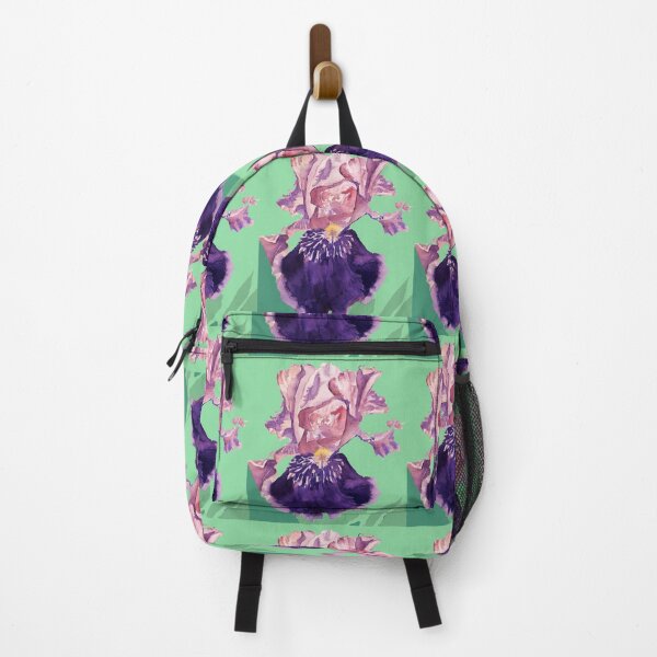Item preview, Iris Watercolor Painting - Glorious Purple on Mint Green designed and sold by Sarah Rajkotwala.