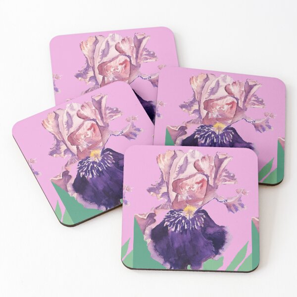 Artikelvorschau, Iris Aquarellmalerei - Herrliches Lila auf Rosa entworfen und verkauft von Sarah Rajkotwala.