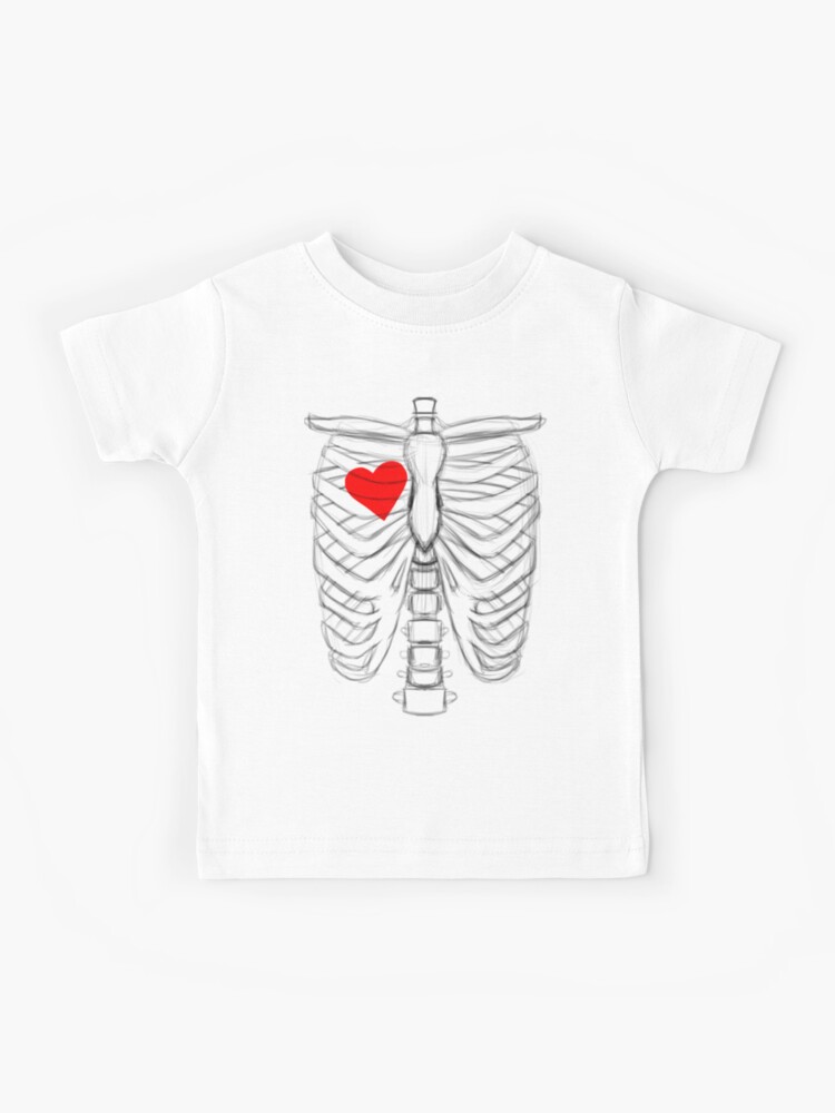 Rib cage Sketch with Heart on the right side | Kids T-Shirt