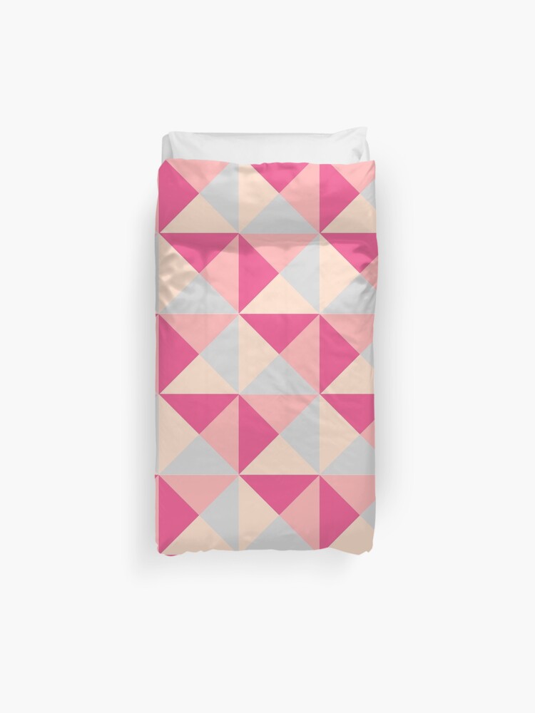 Pink Grey Peach Geometric Triangles Duvet Cover By Dreamingmind