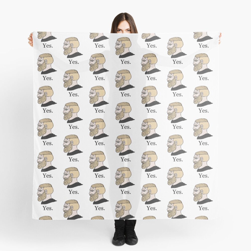 Yes Chad Meme Wojak Scarf for Sale by IconicalHawk