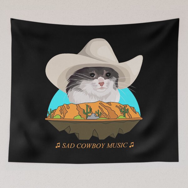 Item preview, Sad Cat Wearing a Cowboy Hat Meme designed and sold by CelestialHCO.