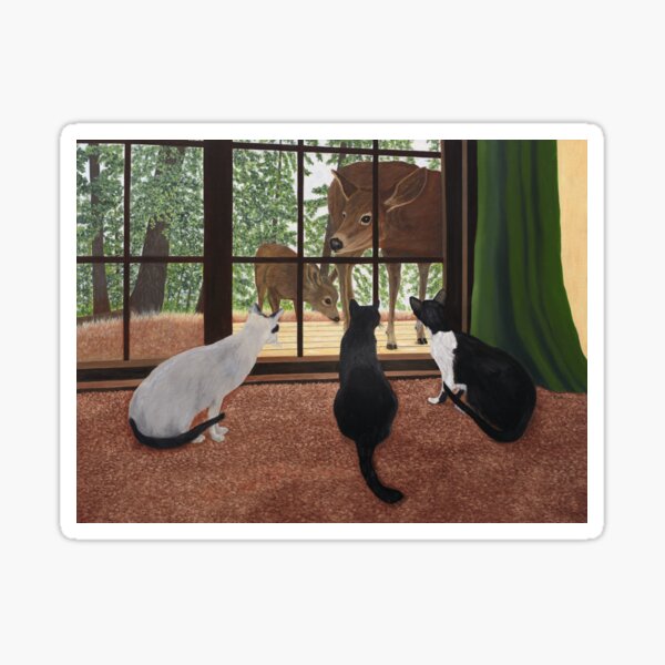 Cats and Deer Sticker