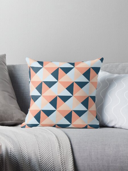 Item preview, Coral Blue Peach Triangles Geometric Pattern designed and sold by dreamingmind.