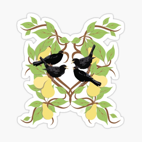 12 Days of Christmas: Four Colly Birds Sticker
