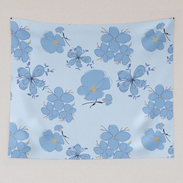 Item preview, Blue flowers pattern designed and sold by thetholab.
