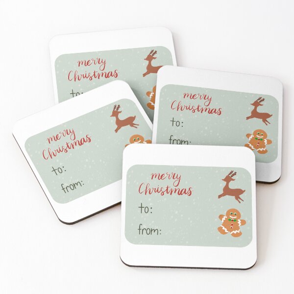 Artikelvorschau, Weihnachtsgeschenkanhänger mit Lebkuchenmann und Rentier - Grün, Rot und Weiß entworfen und verkauft von annedesignco.