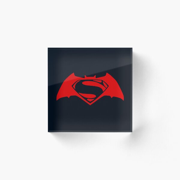 Bat versus Alien Superhero Logo Acrylic Block
