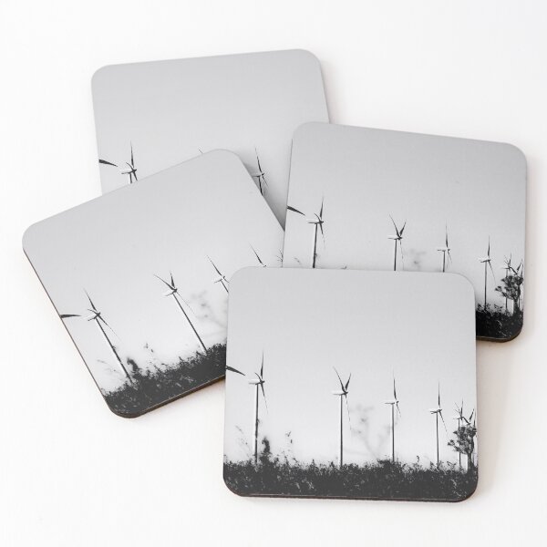 Item preview, desert with wind turbine in black and white designed and sold by Mrvell.