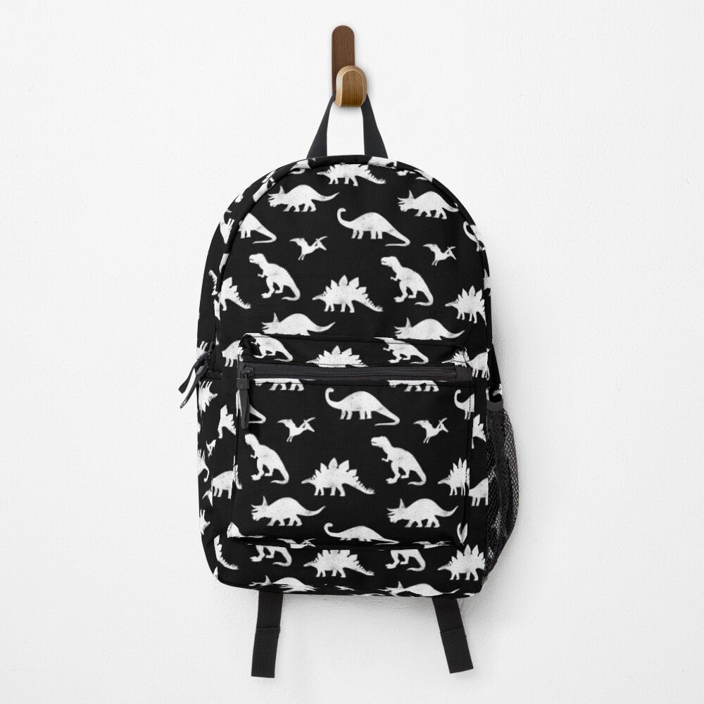 Dinosaurs on Black Backpack