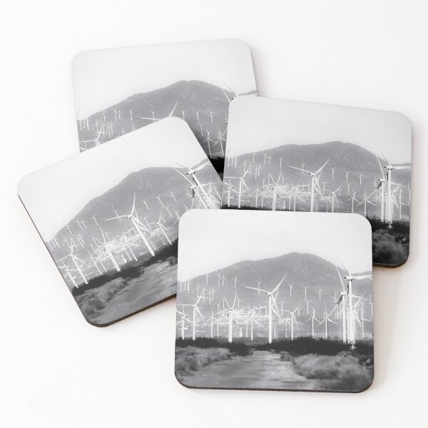 Item preview, wind turbine and desert scenery in black and white designed and sold by Mrvell.
