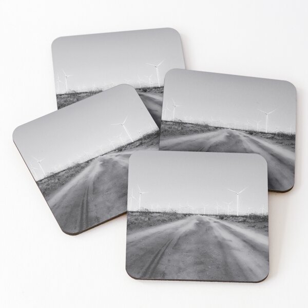 Item preview, road in the desert with wind turbine in black and white designed and sold by Mrvell.