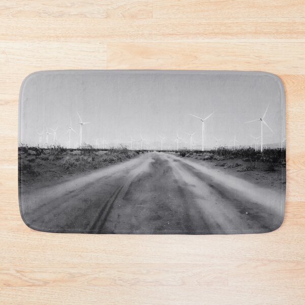 Item preview, road in the desert with wind turbine in black and white designed and sold by Mrvell.