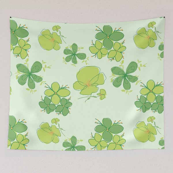 Item preview, Green flowers pattern designed and sold by thetholab.