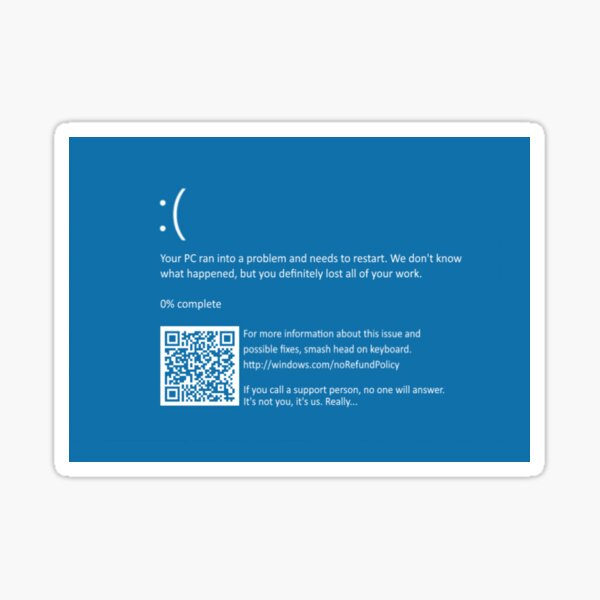 Windows error message Technical Information on blue screen Sticker by  sopfanna
