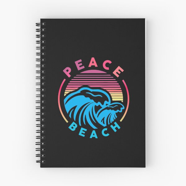 Aperçu de l'œuvre Peace at the Beach Design circulaire rose bleu jaune 2 grandes vagues sur fond transparent créée et vendue par EmOceanApparel.