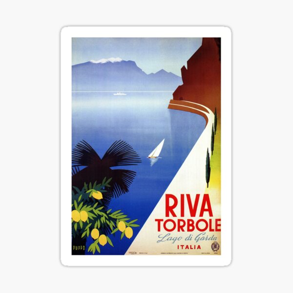 Travel Italy 1920s Lake Garda Riva Torbole Gardesana advert Sticker