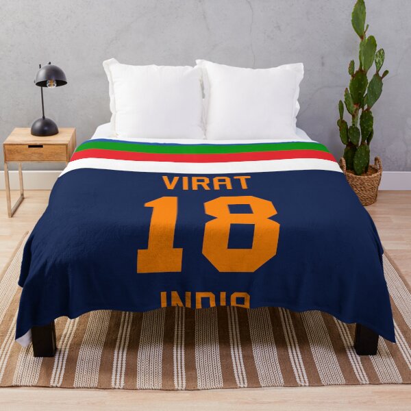 Virat Kohli | 18 | New Indian Cricket Jersey Throw Blanket