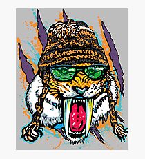 Sabre Tooth Tiger Chillin' With Winter Beanie Photographic Print