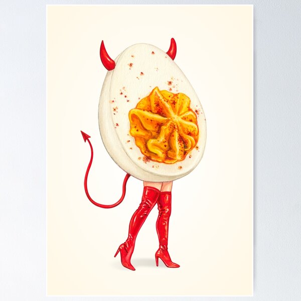Vista previa del artículo con la obra «Pin-up de huevos rellenos», diseñado y vendido por Kelly  Gilleran.