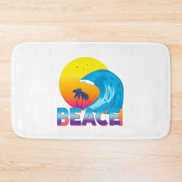 Item preview, Tequila Sunrise Surfer Wave Palm Trees with Words Peace and Beach on Transparent Background  designed and sold by EmOceanApparel.