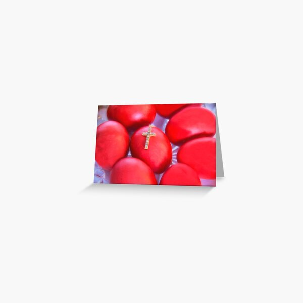Greek Easter Eggs And Cross Greeting Card