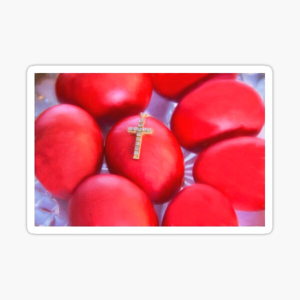 Greek Easter Eggs And Cross Sticker