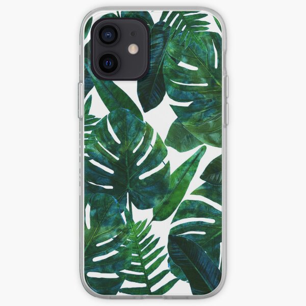Perceptive Dream, Tropical Jungle Nature Botanical Watercolor Painting, Palm Monstera Bohemian Illustration iPhone Soft Case